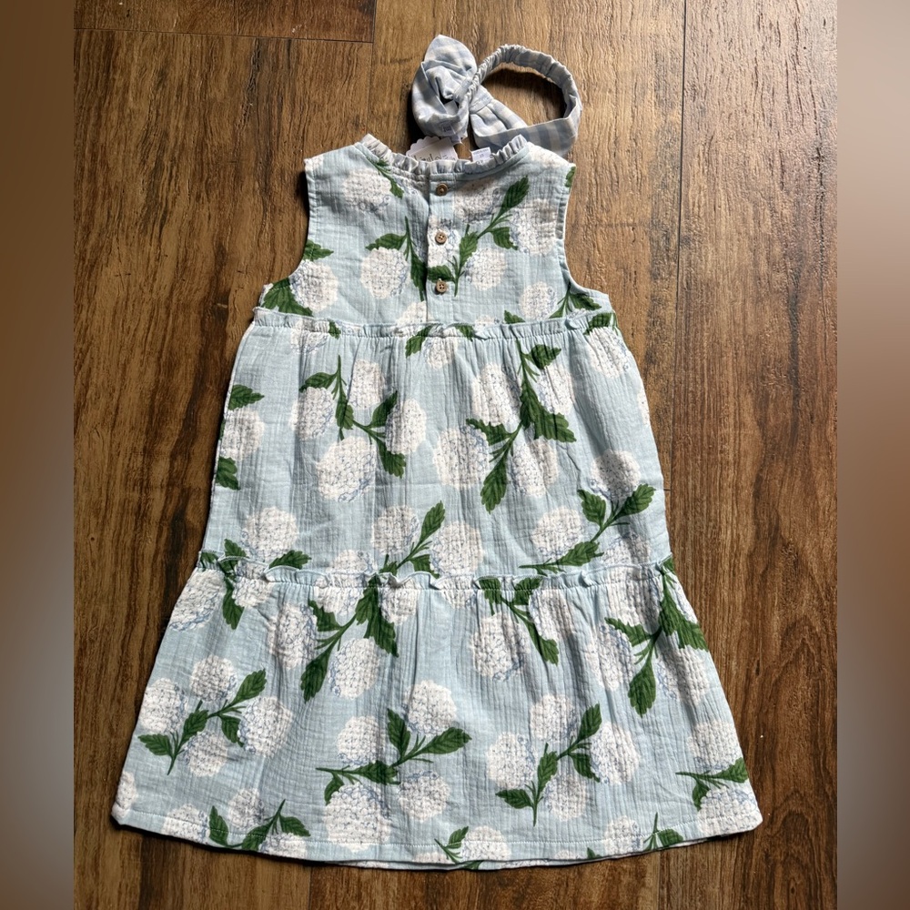 Mud Pie Blue Hydrangea Dress with Matching Headband